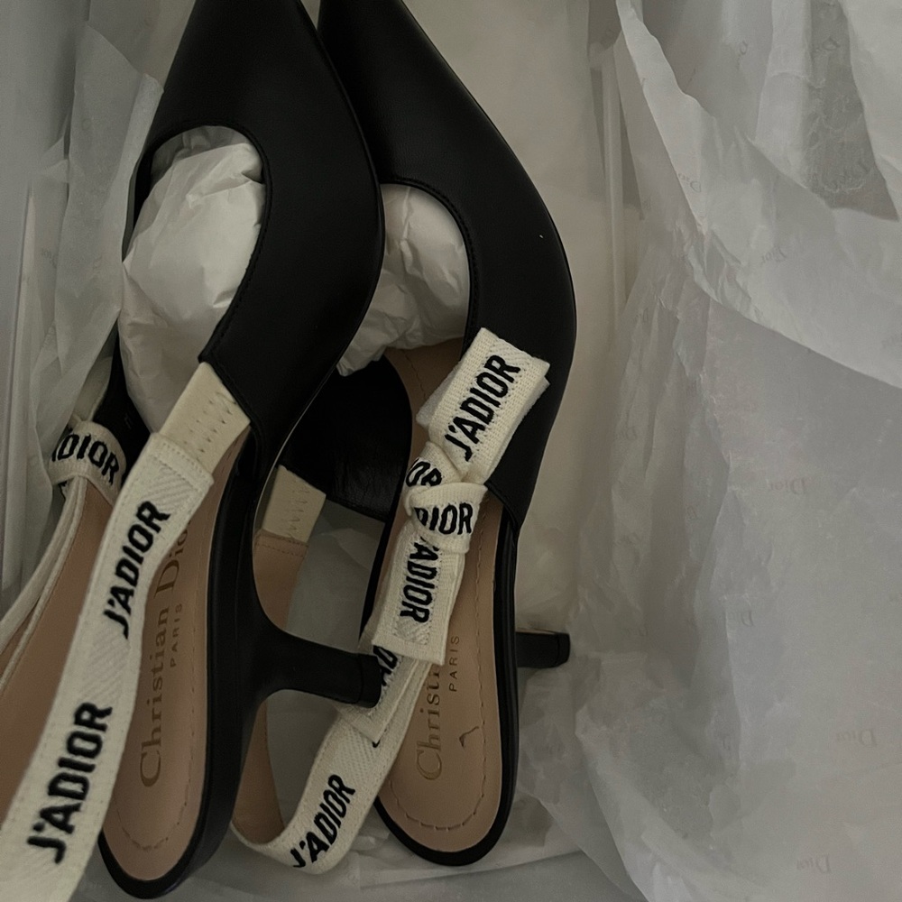 Authentic Dior J’adior Slingback Sandals left foot size 37, Right foot is 37 1/2